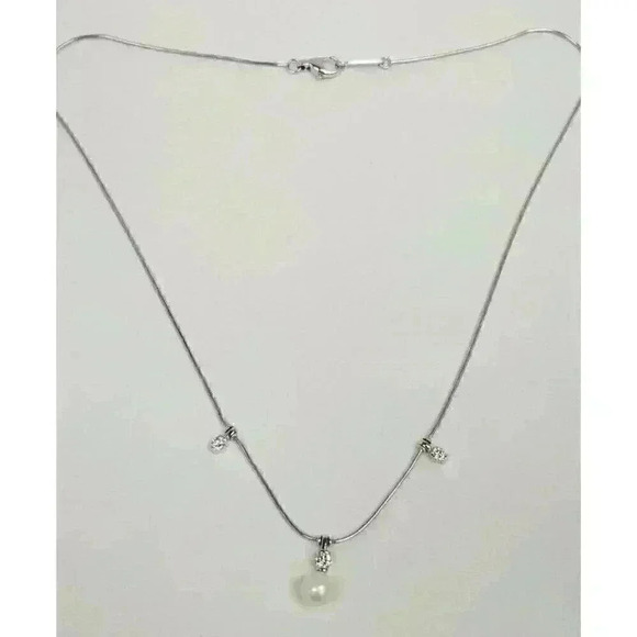 Jose Hess 18kt White Gold Diamond and Pearl Necklace 15.5" .30CTW - Picture 7 of 10
